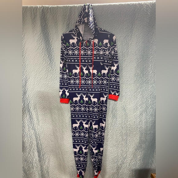 Holiday adult onesie Christmas lounge zippers outfit - Picture 1 of 9
